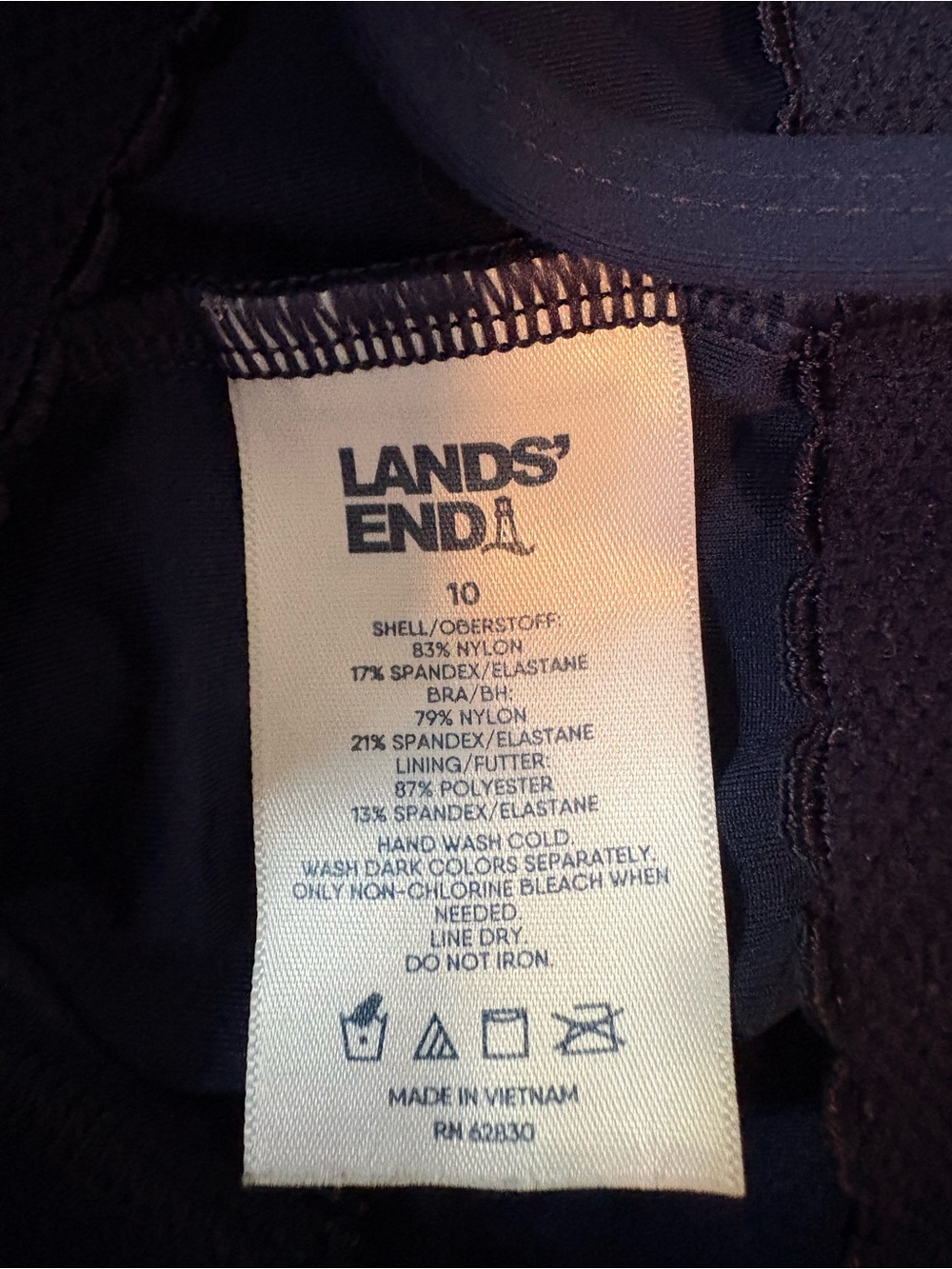 Lands' End Navy Ruched Swim Bandeau Tankini - Picture 5 of 6